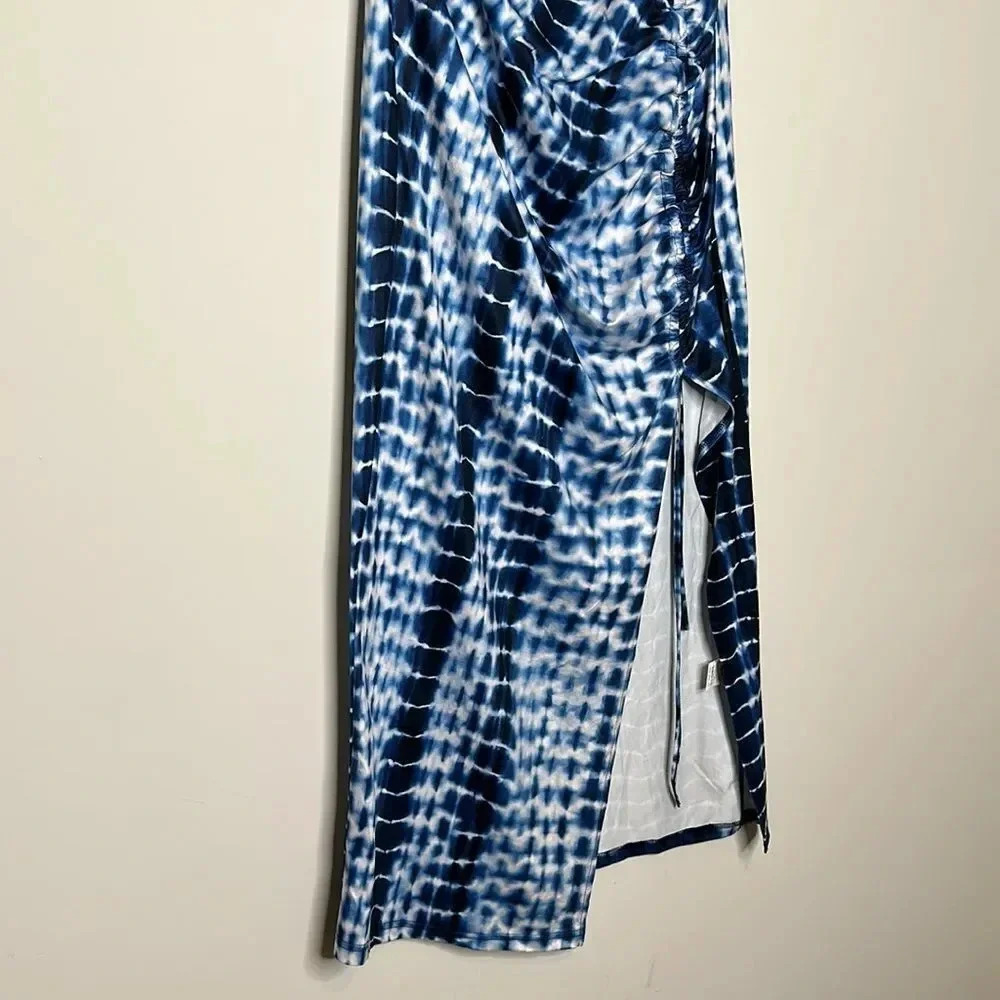 Tied Backless Drawstring Knot Split Thigh Tie Dye… - image 7